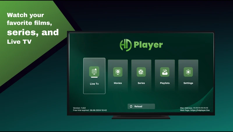 Logo do app parceiro HD Player para Smart TV Samsung, LG e Roku